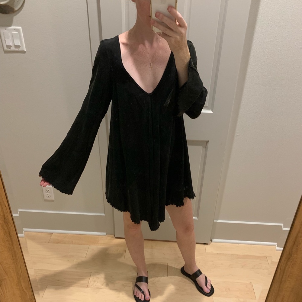 For Love & Lemons Black Bell Sleeve Mini